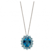 Blue Topaz Pendant/Chain White Gold